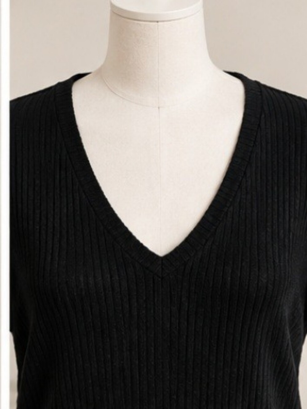 Old Navy Large Black Ribbed V-Neck Midi Sweater Dress - Picture 4 of 7